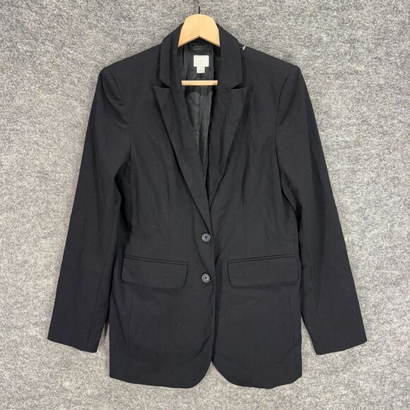 A New Day Blazer Women S Small Black Button Up Collared Long Sleeve Lined - Picture 1 of 7